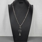 Vintage Egyptian Hallmarked 900  Silver Ankh Pendant Heavy Link Chain Necklace