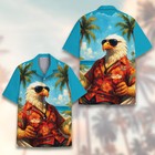 Patriotic Animal Aloha Beach Tropical Novelty Vacation Summer Hawaiian Shirt