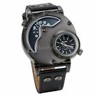 Men Military Army Dual Time Quartz Leather Band Waterproof Wrist Watch Sport Us