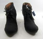 New Black 2 5 high Wedge Heel Lace Toe Ankle Boots  Women Size 8 5