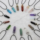 2pcs Natural Quartz Crystal Stone Point Chakra Healing Gemstone Pendant Necklace