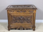 Antique French Louis Xiv Toy Or Blanket Chest trunk In Oak Wood