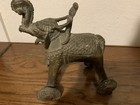 Antique Indian Elephant Toy On Wheels Brass Heavy Metal Vintage Collectors