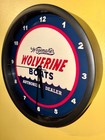 Wolverine Authdealer Boat Fishing Marina Garage Man Cave Clock Advertising Sign
