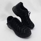 Larnmern Steel Toe Work Shoes Black Wavy Stitched Lines Lace-up Steel Toe