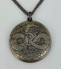 Vtg Sterling Silver Connemara Marble Shamrock Irish Celtic Knot Pendant Necklace
