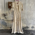 Antique Edwardian Mixed Lace Dress Hand Embroidered Gown Filet Crochet  Vintage