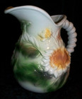 Vintage Shabby Chic Cottagecore Sunflower Flower Pitcher Creamer Sugar Bowl Set