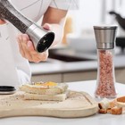 Manual Salt   Pepper Grinder - 6 Oz Refillable Glass Mill With Steel Cap