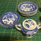 Vintage Ceramic Blue Willow Tea Dinner Child   s Set 12 Pc  Japan 1950 s