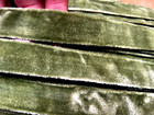 Vintage Velvet Rayon Ribbon 7 8  Trim Avocado Moss 3yds Made In England