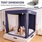 Comfomind Queen Bed Tent Canopy Mosquito Net Blackout Curtains Dark Blue