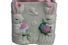 Nib Easter Bisque Porcelain Bunny Bag Vase With Pink Ribbon Holder  4 