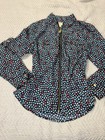Michael Kors Women s Blue Floral Full Zip Jacket W  Pockets Size L