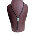 Native American Bolo Tie Sterling Silver And Turquoise Minimalist Pendant 36 