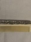 Vintage Silver Plated Vanity Hair Brush Comb Set With Floral Design 7 In