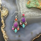 Sterling Silver Southwestern Style Multistone Dangle Earrings For Women