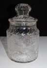 Vtg Glass Cigar Humidor Tabacco Jar Wheel Cut Flowers Polished Pontil On Bottom