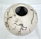 Vintage Handmade Signed Horsehair Studio Art Pottery White Black Vase 3 1 8 