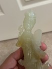 Guanyin Figurine Hand Carved Jade Stone Vintage Statue Chinese Jadeite