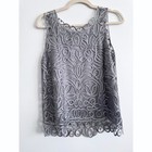Soulmates Silk Hand Crocheted Sleeveless Lace Top Shimmer Cami Large