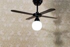 Dollhouse Ceiling Fan Light Black Led Battery 4 Blades 1 12 Scale Houseworks