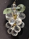 Set Of 4 Vintage Clear Blown Glass Grape Clusters With Leaves  Wire Wrapped 
