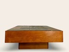 Mcm 1970   s Danish Teak Wood Slate Top Coffee Table