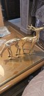 Vintage Brass Deer Reindeer Figurine Pair India Christmas 