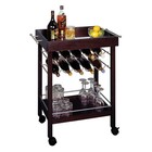Winsome 33 1 4  X 30  X 18 1 2  Mirror Top Bar Cart With Wine Rack Dark Espresso