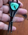 Beautiful Old Navajo Handmade Sterling Silver   Turquoise Stone Bolo Tie