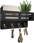 Wall Mount Key Holder With 4 Hooks And Mail Organizer  Rustic Design