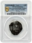 1624-48 Sr Spain 4 Reales Silver Cob Pcgs Genuine Environmental Damage Vf Detail