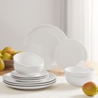 Mainstays Glazed White Stoneware Dinnerware Set  12-pieces