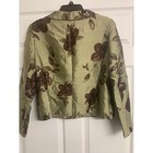 Rickie Freeman Teri Jon Silk Wool Floral Beaded Blazer Jacket Green Size 12