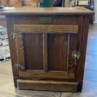 Vintage White Clad Oak Wood Ice Box Nightstand Cabinet Chest End Table Usa Made