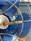 Vtg Westinghouse Blue Cast Metal Cage Plastic Blade Oscillating Fan Ad12-1 Works