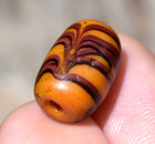 Rare Antique Venetian Tannish Brown Italian Combed Feather Bead  African Trade