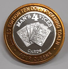 4 Queens Hotel   Casino Las Vegas  Nv  10 Silver Ctr  Gaming Token - Cards