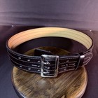 Jay Pee Quad Stitched Leather Duty Belt Size 40  Plain Black Nickel Chrome