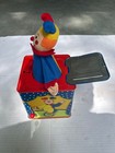 Vintage Schylling Tin Musical Wind Up Jack In The Box Circus Clown Jester Works