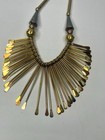 Vintage 70   s Silver Brass Brutalist Fringe Bib Tribal Statement Runway Necklace
