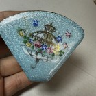 Vintage Lipstick Holder Enamel Guilloche Blue Mirror Compact As Is Damage