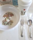 Vtg Holly Hobbie Starter Set Oneida Starter Set Tumbler Baby Spoon Fork Nos  78 