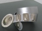 Chico s 1 75  Wide  Silver Boho Belt Hammered Buckle Accents Wear 28 -32 