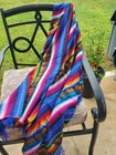 Hand Loomed Andean Aguayo Inca Alpaca Wool Artisan Blanket Reversible Blue 65x80