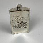 Orvis Sheffield England Pewter Vtg Hunting Dog Ducks 2 Sided Hip Flask 8oz