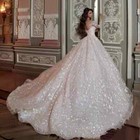 Luxury Wedding Dresses 3d Flowers Beaded Long Sleeve Lace Appliqued Bridal Gowns