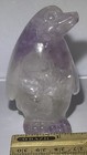 Purple   Clear Stone  Carved Penguin Figurine Sculpture Approx  3 In Tall