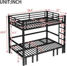 Queen Over Queen Size Futon Bunk Bed  Heavy Duty Loft Bed With Sofa  Lower